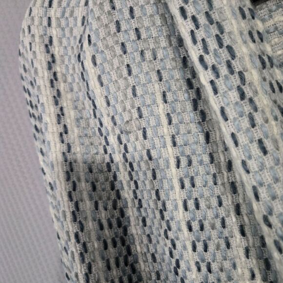 Vince Camuto Womens Woven Blue & White Striped Fringe Poncho Shawl Wrap Size OS - Picture 2 of 5